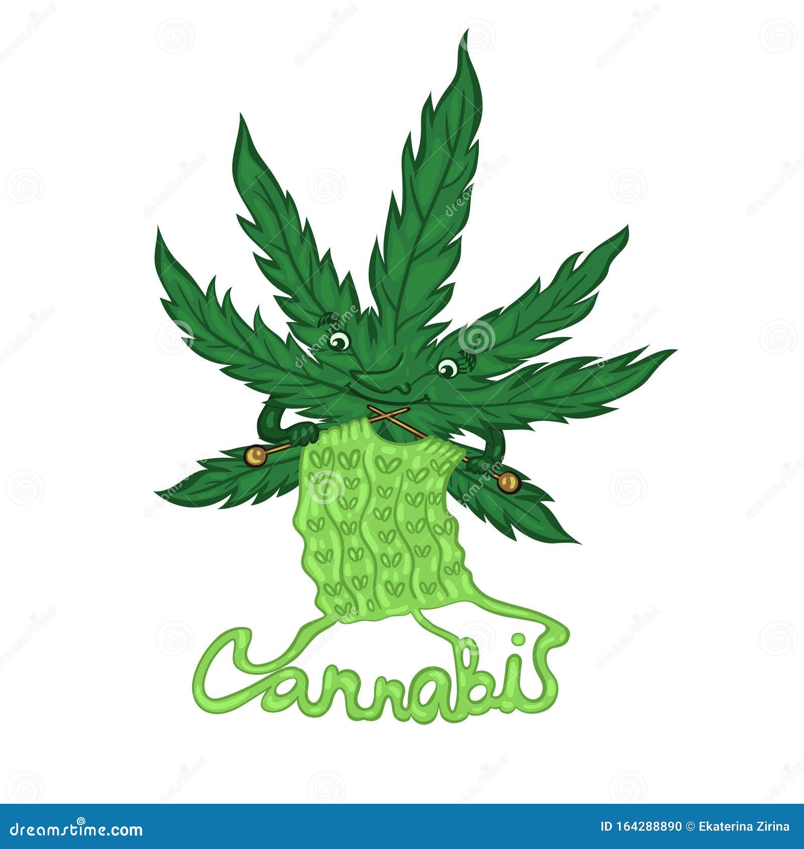 Cannabis Character Knits Clothes. Emblem for the Production of Cannabis ...
