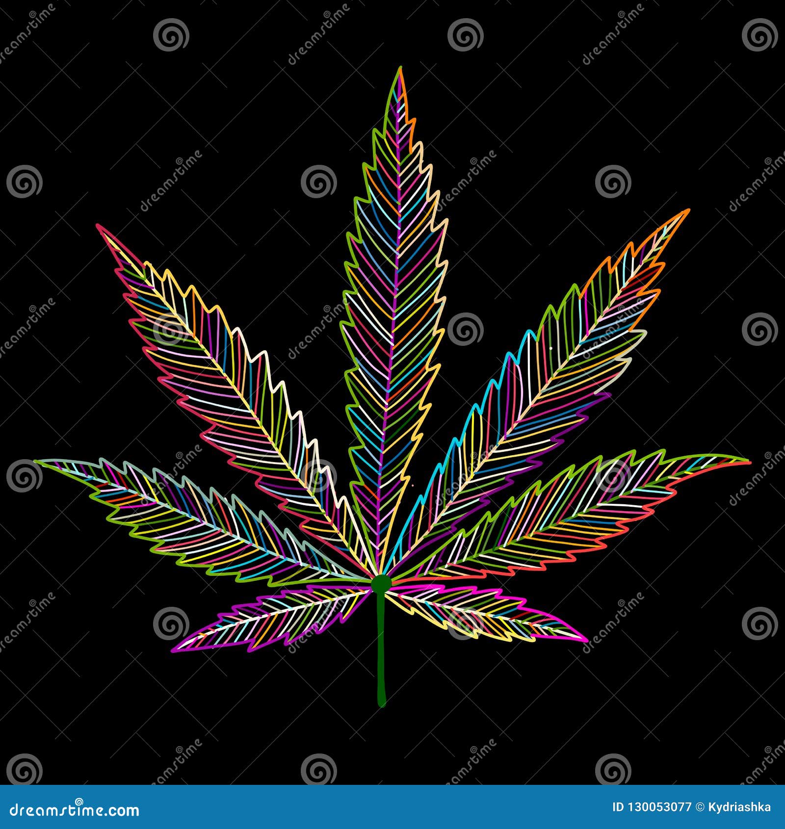 Cannabis Leaf, Sketch for Your Design Stock Vector - Illustration of