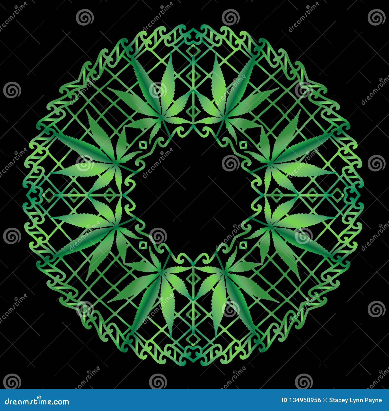 Download Cannabis Zen Mandala In Green Stock Vector - Illustration ...
