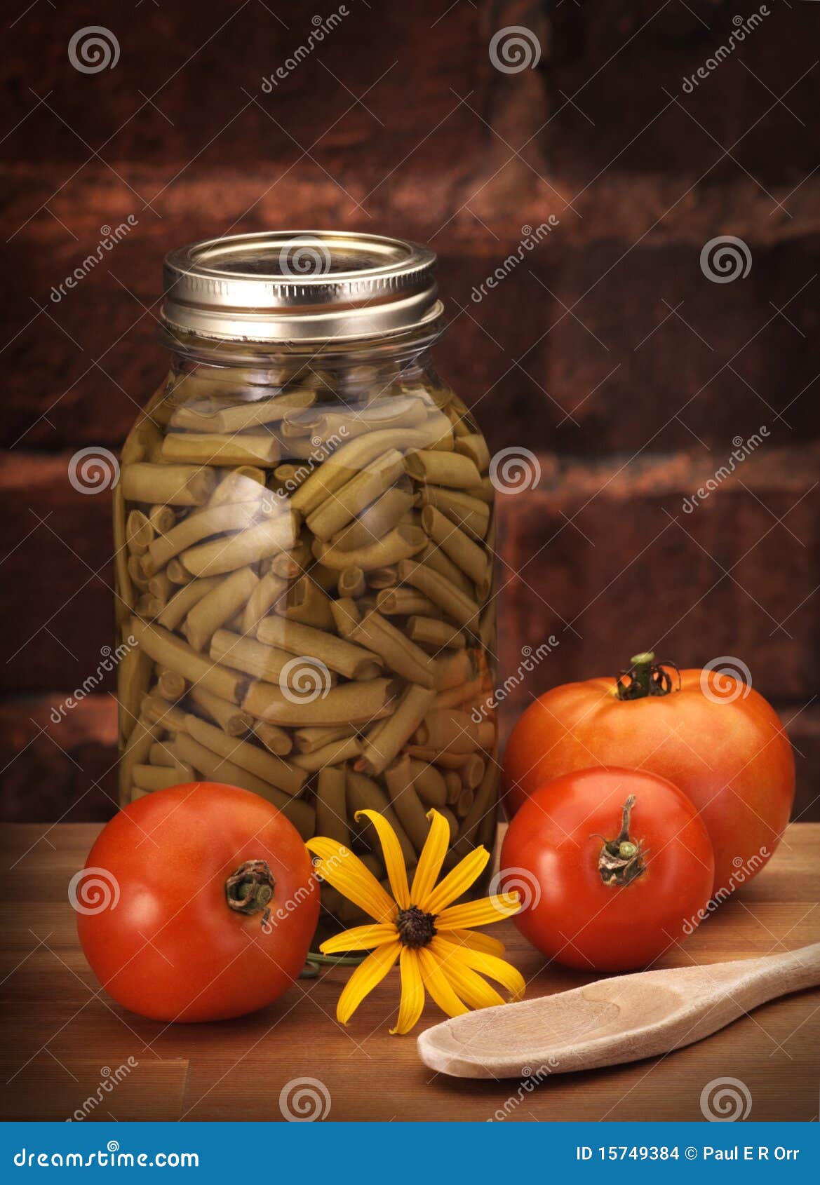 Canned Beans on Wood Counter Stock Photo Image of vinegar, bottled