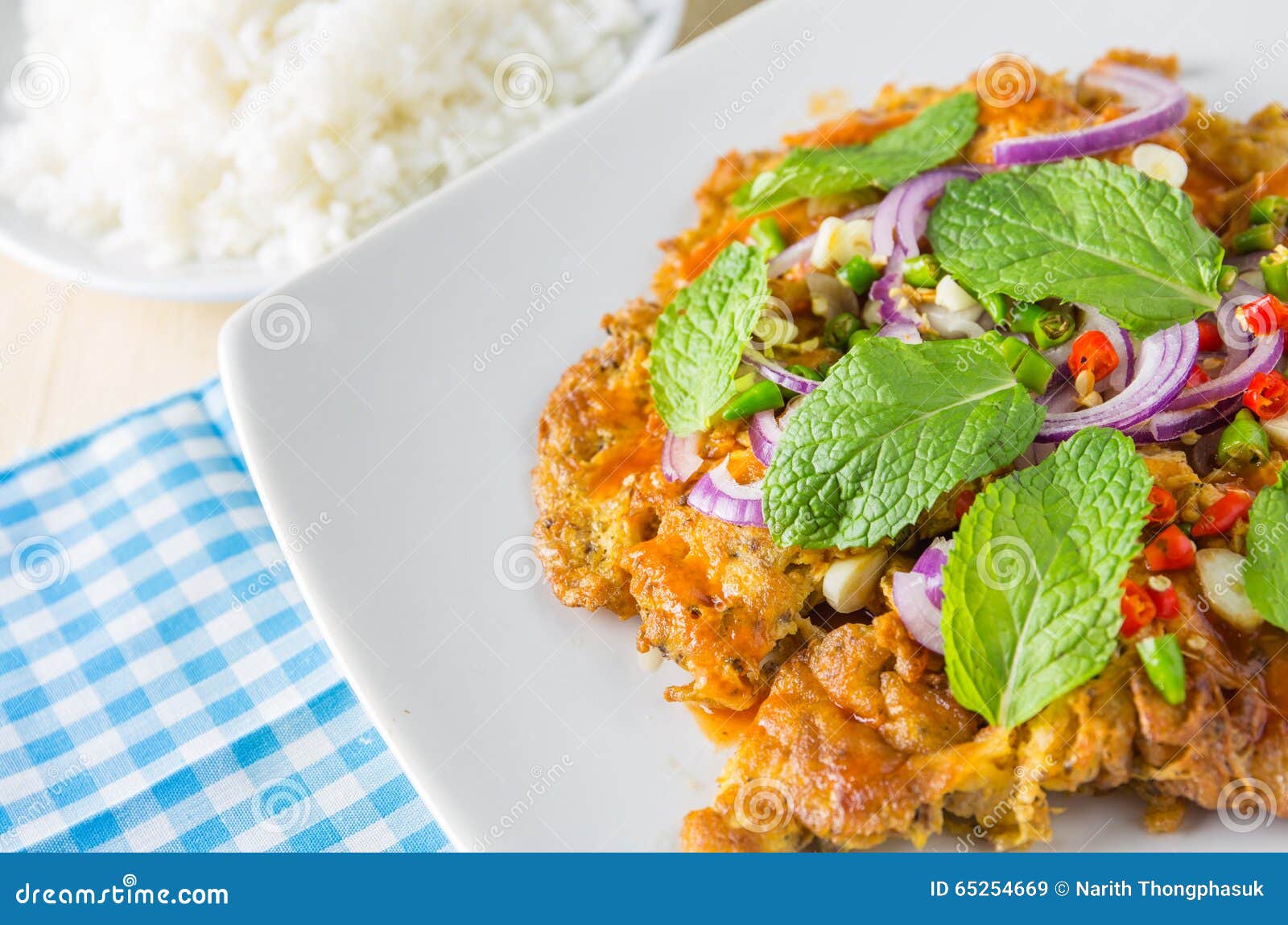 Canned Fish Omelette and Rice on Table Stock Image Image of thai, health 65254669