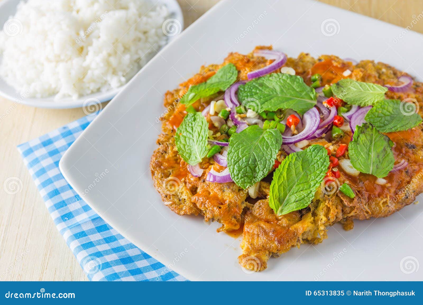 Canned Fish Omelette and Rice, Thai Food Stock Image Image of fish, cook 65313835