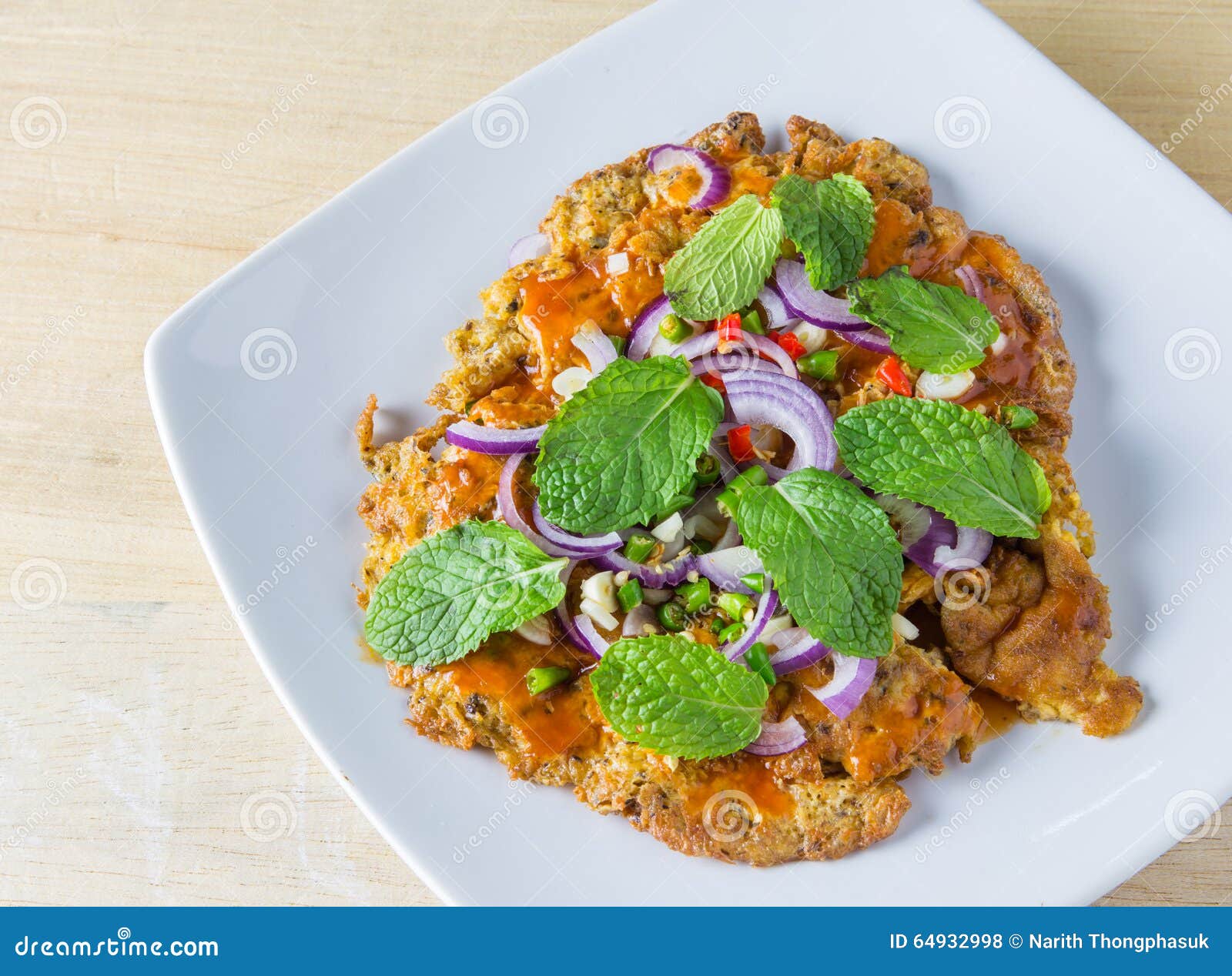 Canned Fish Omelette, Thai Food Stock Photo Image of breakfast, leaf 64932998