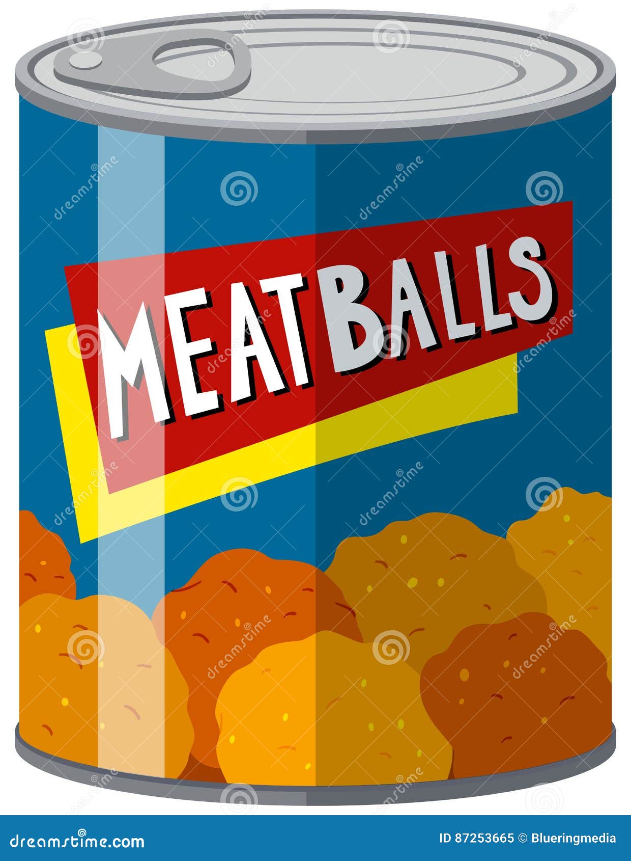 Canned Food with Meatballs Inside Stock Vector Illustration of