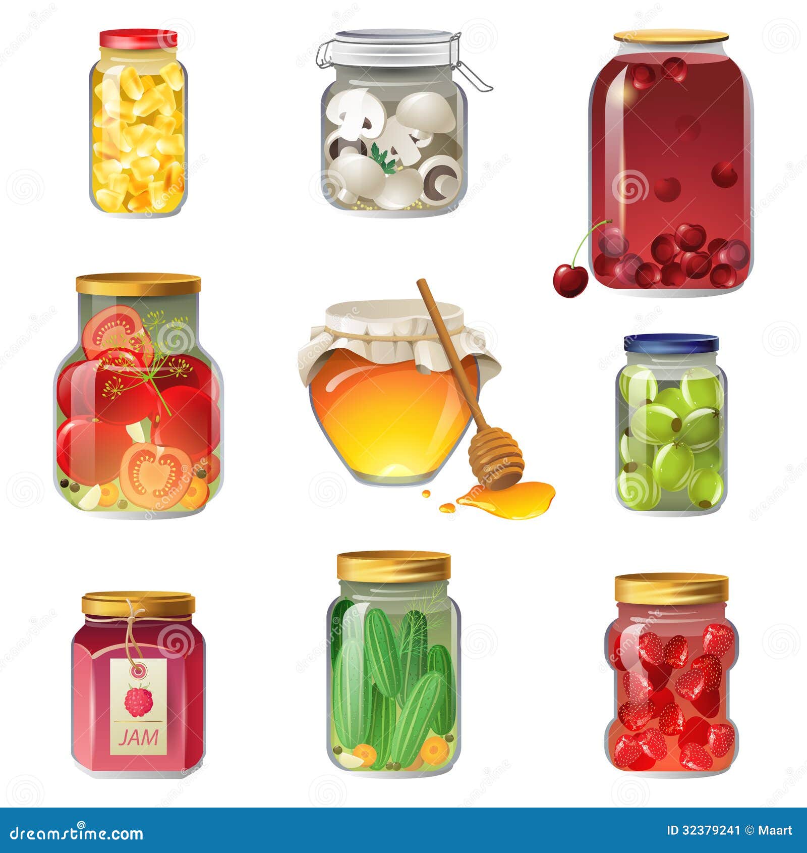 Canned Fruits and Vegetables Stock Vector Illustration of marinated
