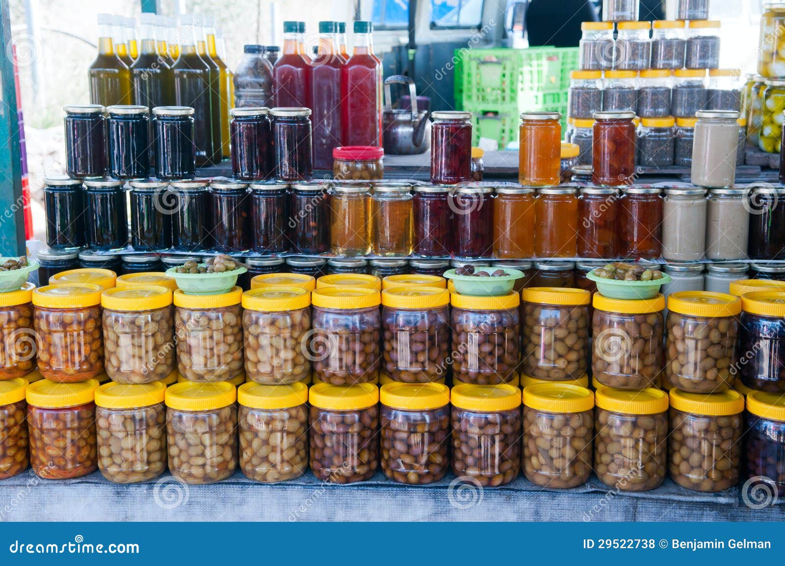 Canned Olives at the Village Market Stock Photo Image of east, glass