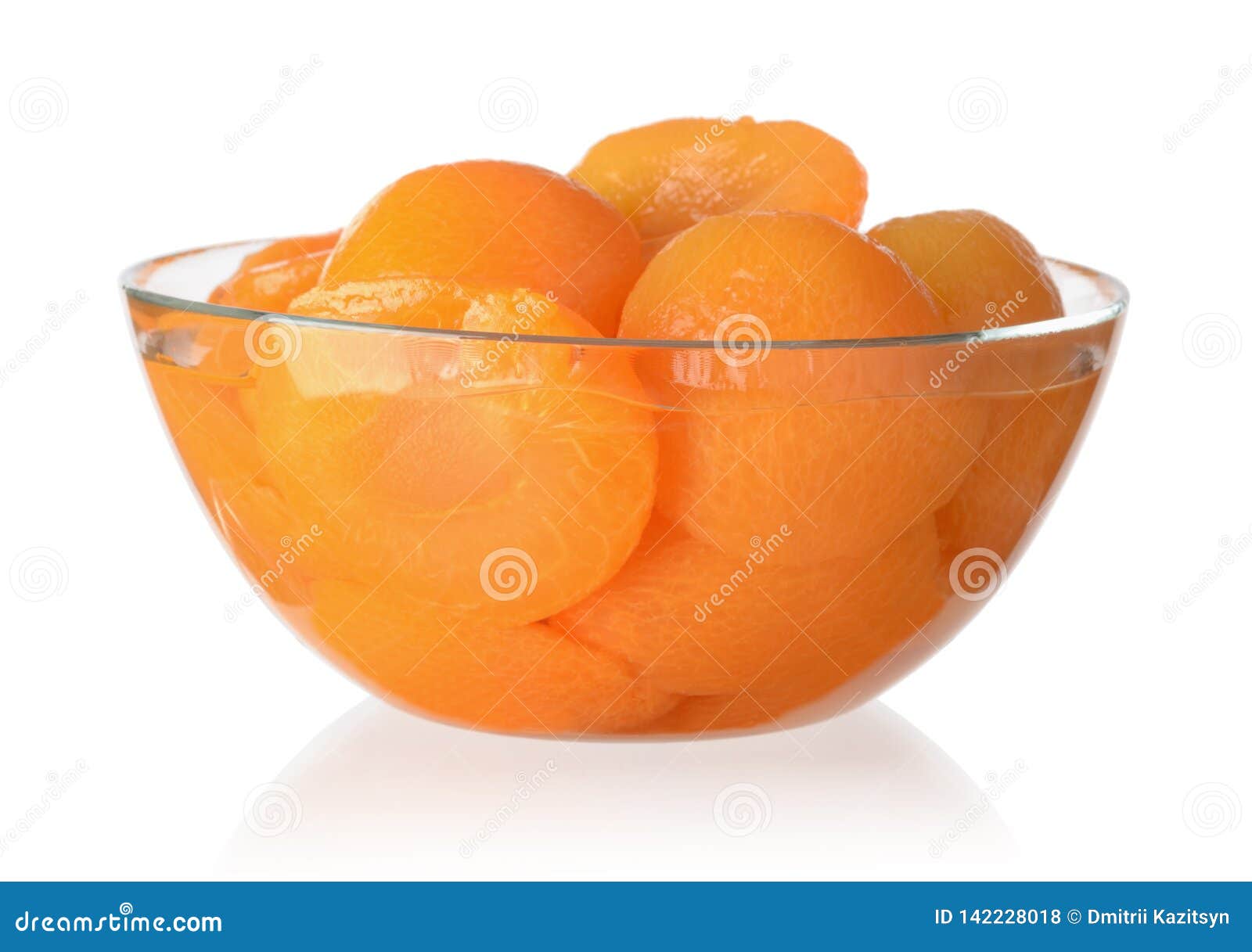 Canned Peaches in a Glass Bowl Isolated Stock Photo Image of dietary