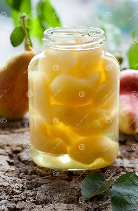 Canned pear compote stock image. Image of syrup, focus 25199441