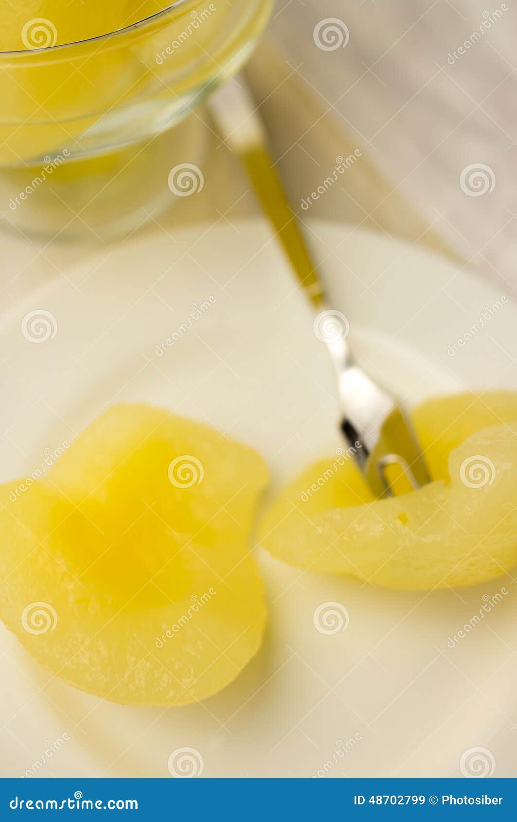 Canned pears dessert stock image. Image of compote, white 48702799