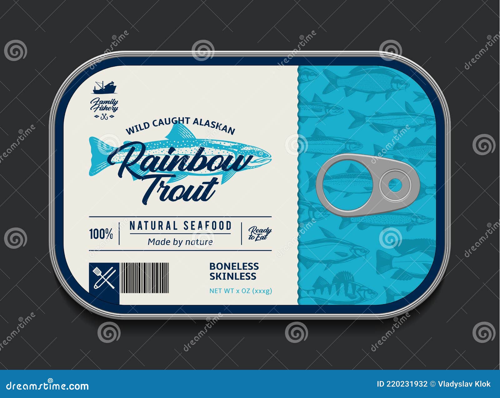 Canned Rainbow Trout Label Template Stock Vector Illustration of