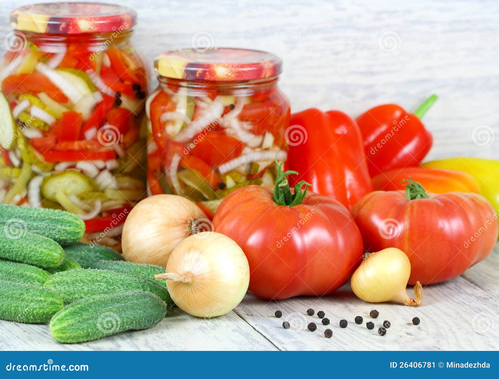 Canned Salad and Fresh Vegetables. Homemade Stock Image Image of