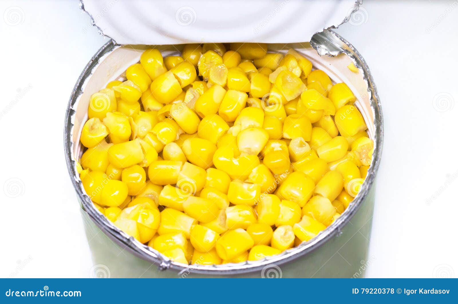 Canned Sweet Corn in a Tin Can Stock Photo Image of reflect, corn