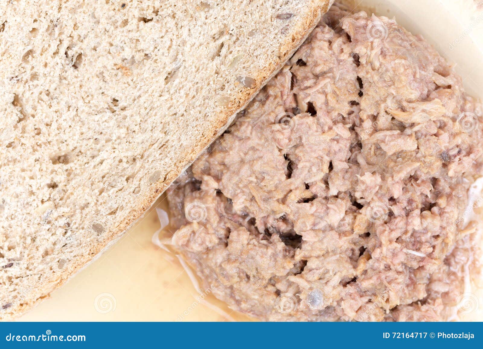 Canned Tuna with Bread Served on a Plate Stock Image Image of plate, close 72164717