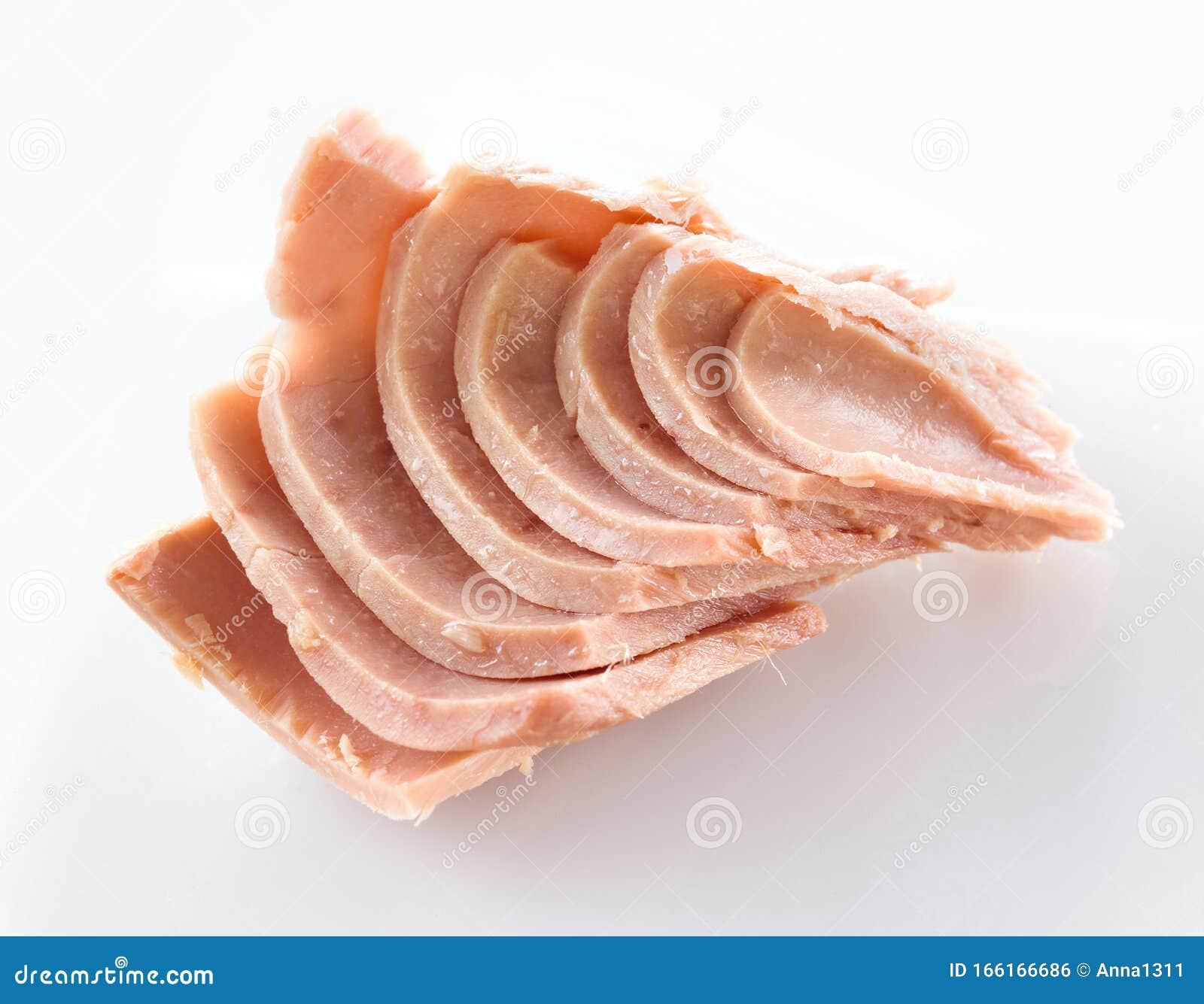 Canned Tuna Fish. Piece on White Stock Photo Image of macro, closeup