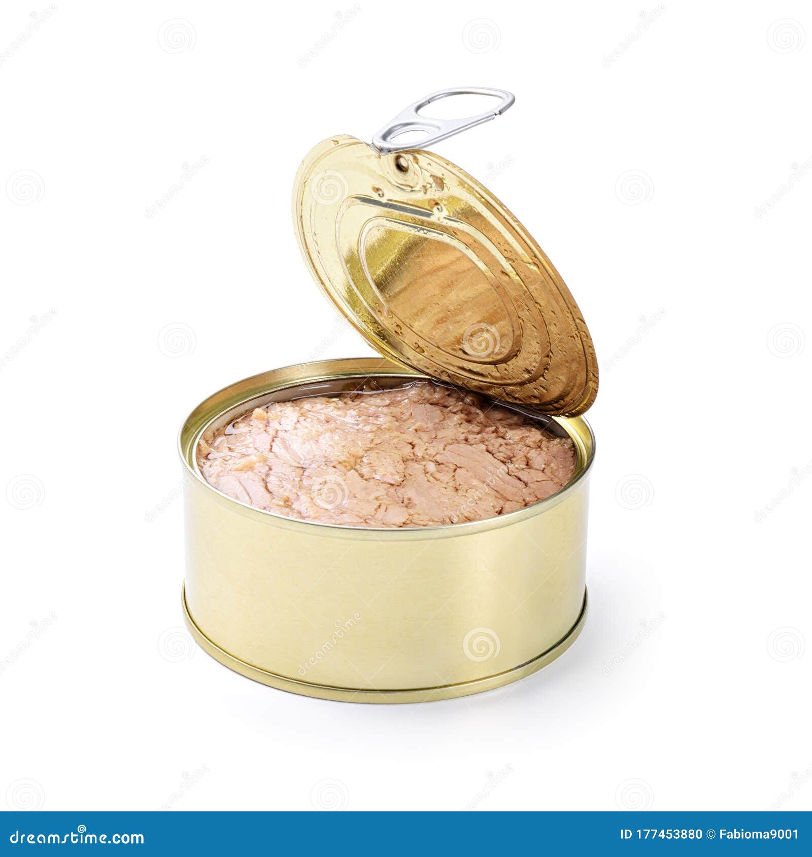 Canned Tuna in Olive Oil Isolated on White Background Stock Photo