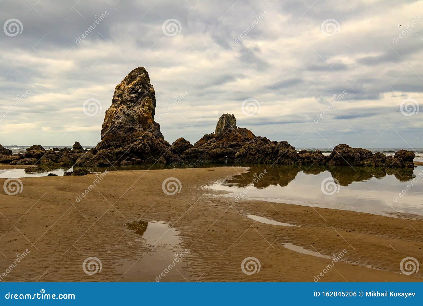 Cannon beach, Oregon stock photo. Image of panorama 162845206