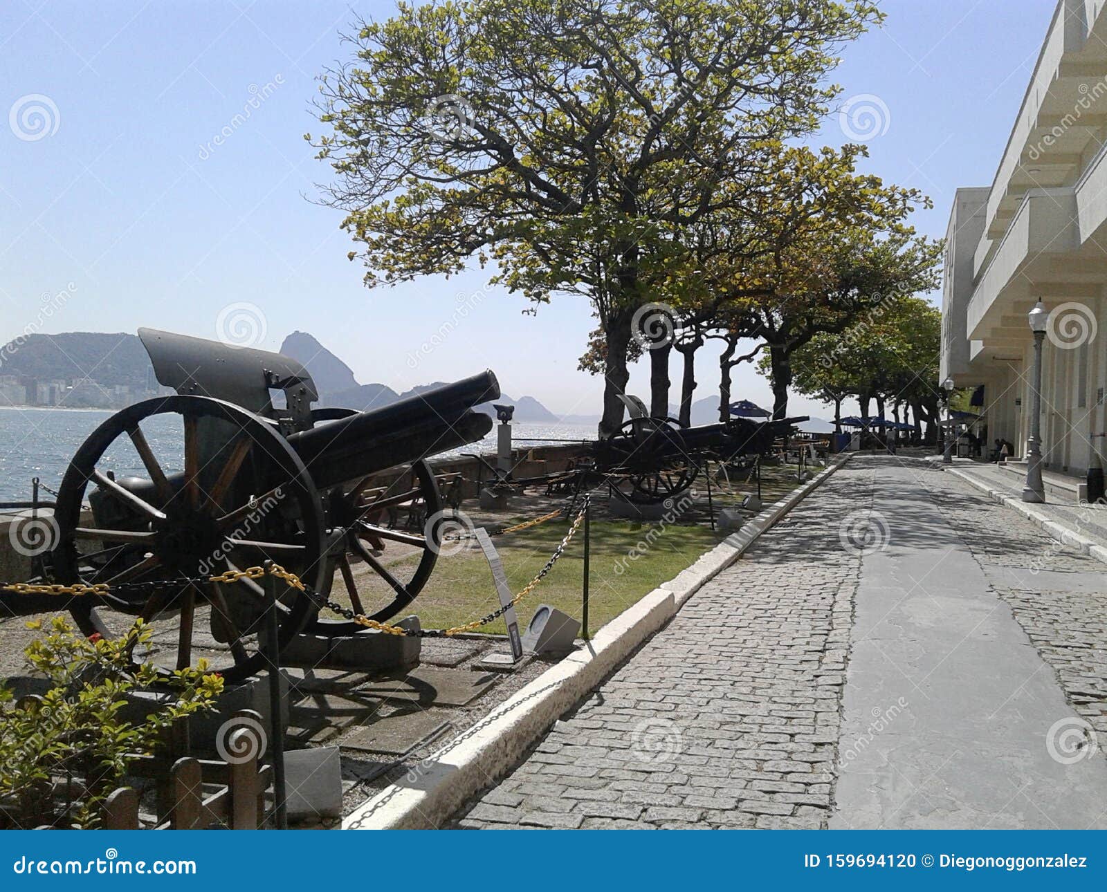 cannons in fort main street, copacabana fort rio de janeiro brazil.