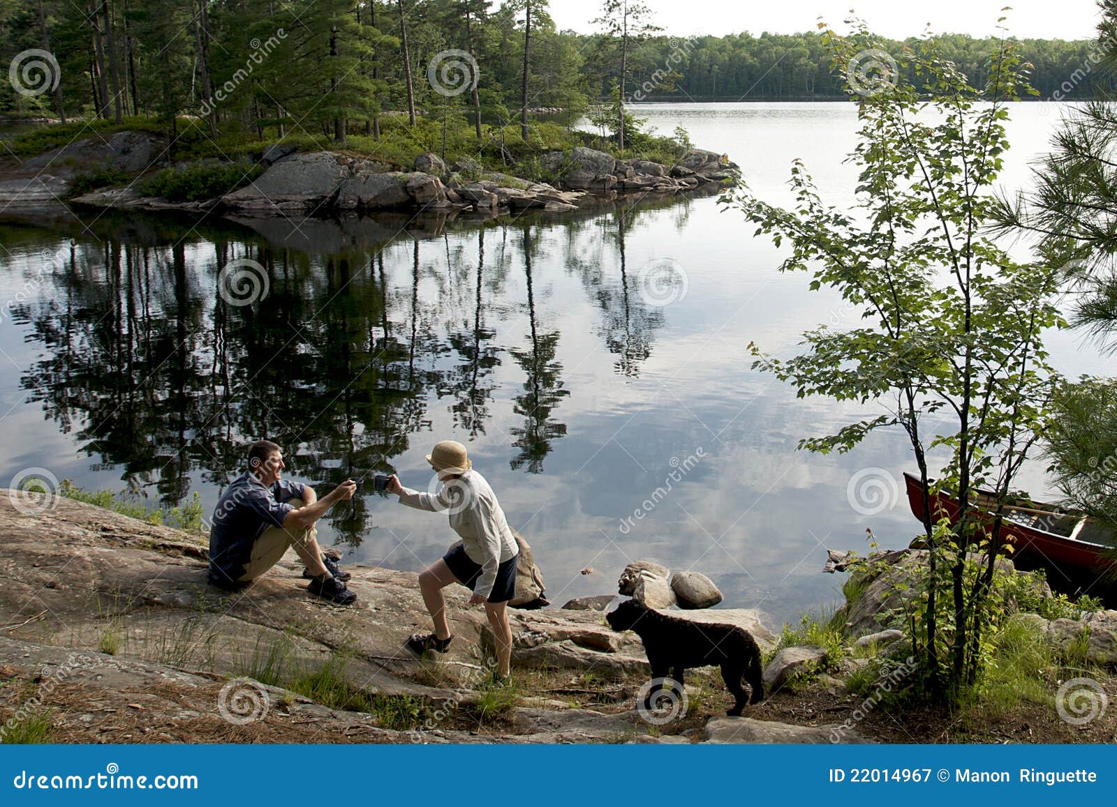 Canoe Camping in Canada stock image. Image of pine, active 22014967