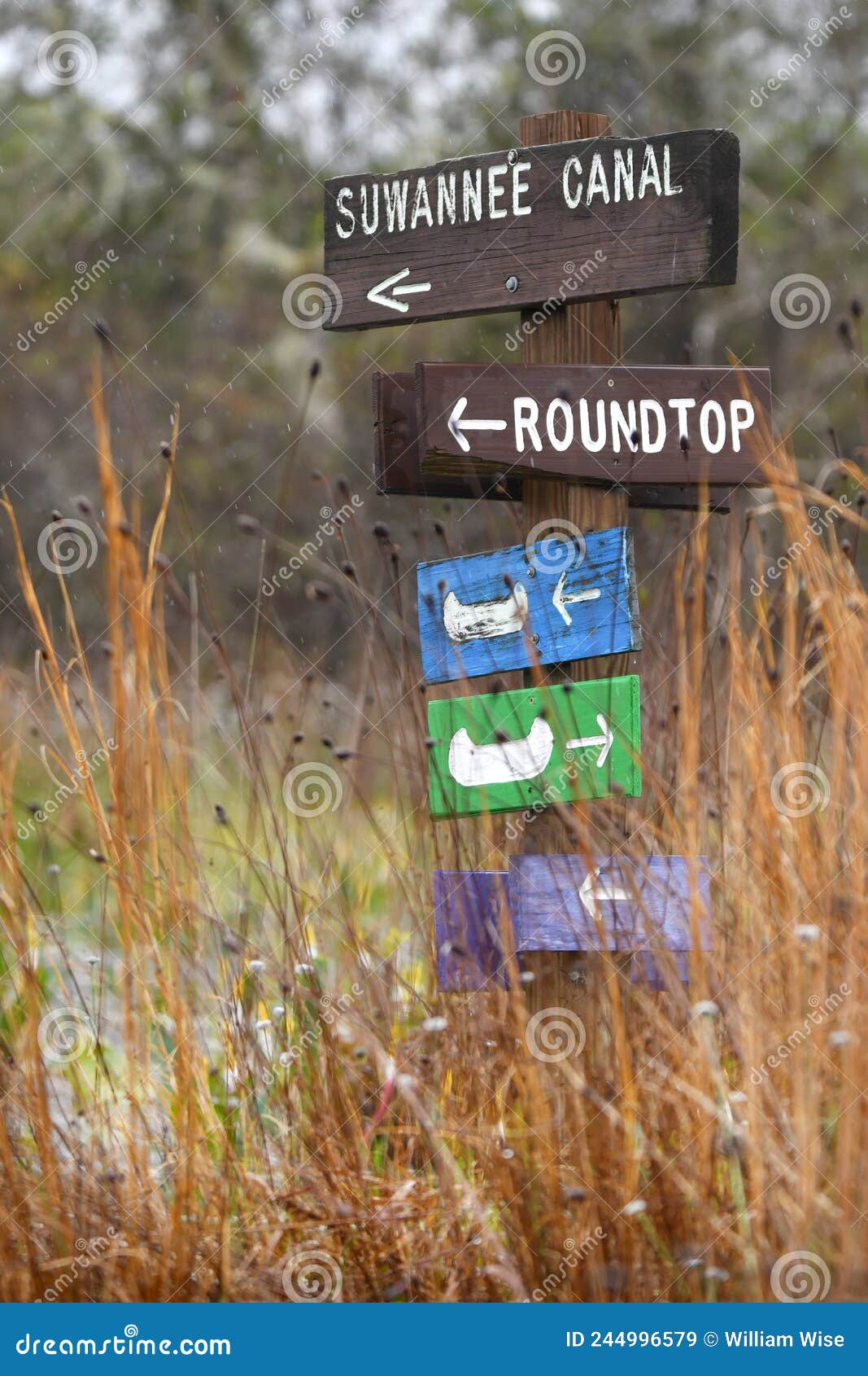 Suwannee Canal and Round Top Shelter Canoe Kayak Trail Directional Sign