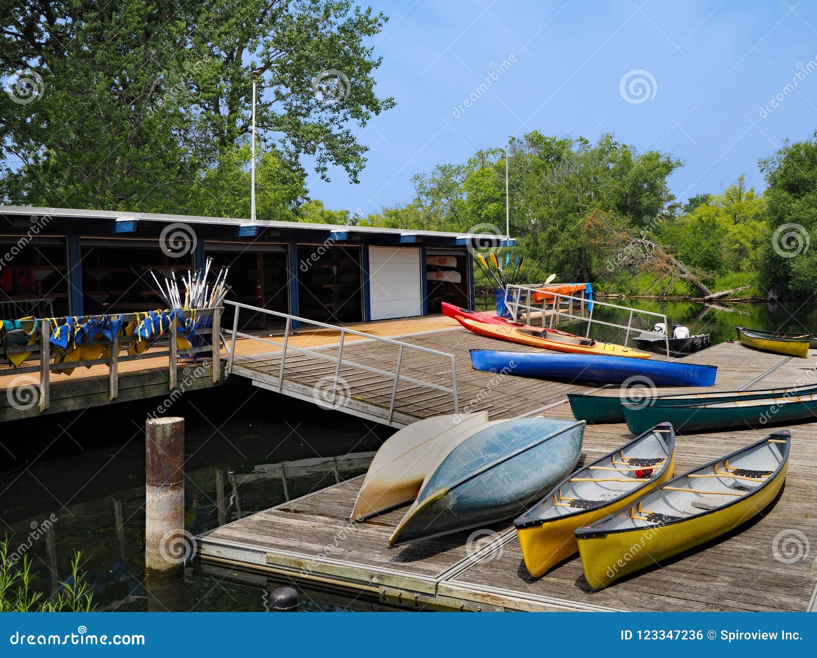 Canoe rental shop stock photo. Image of waterfront, dock 123347236