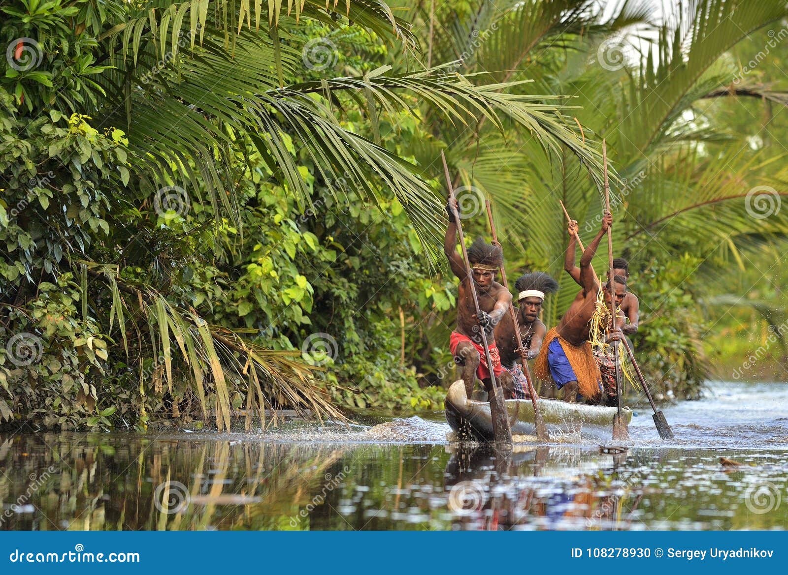 Canoe War Ceremony Of Asmat People. Headhunters Of A Tribe Of Asmat. Editorial Image - Image of ...