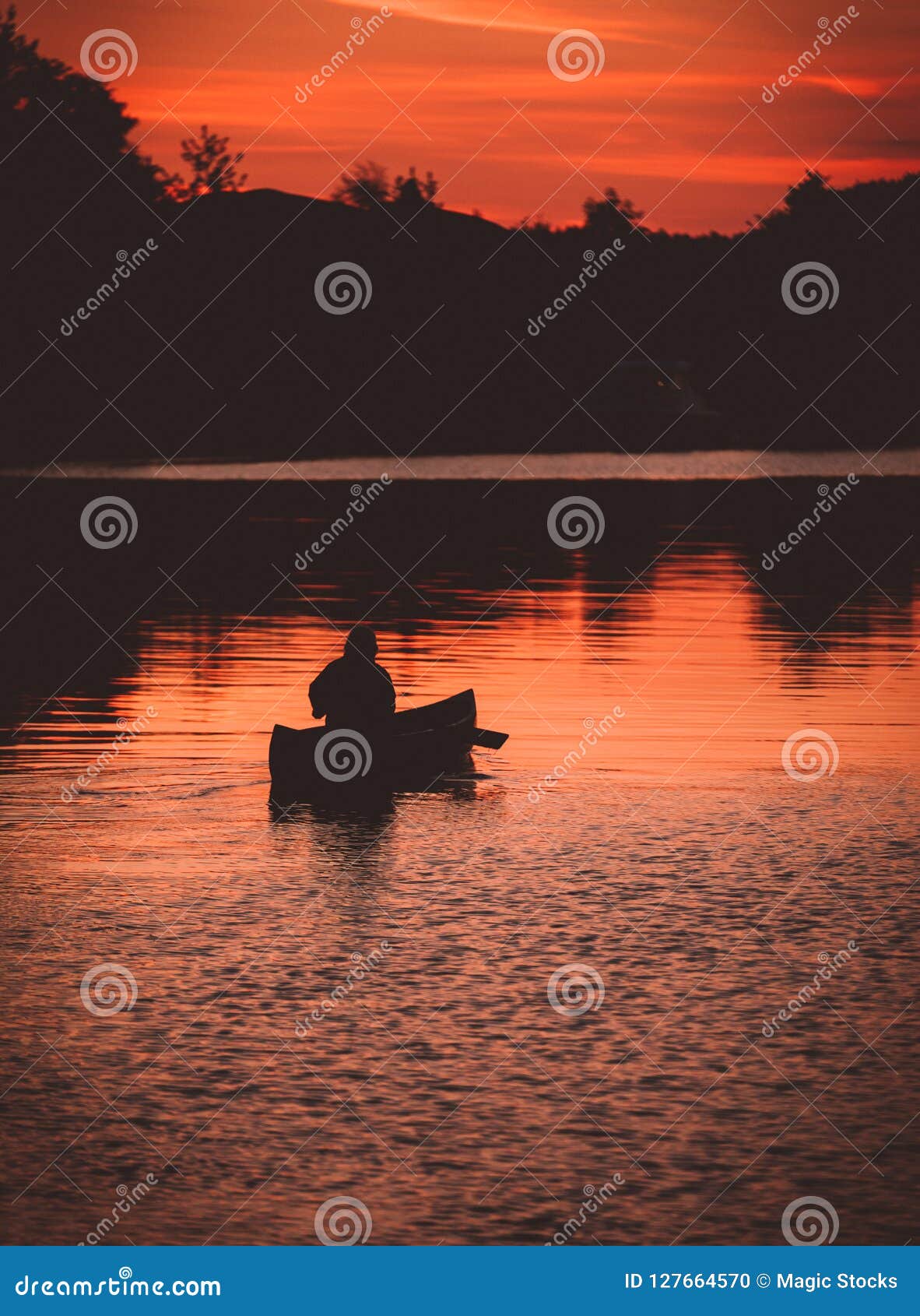 Canoeing On A Late Night Picture. Image 127664570