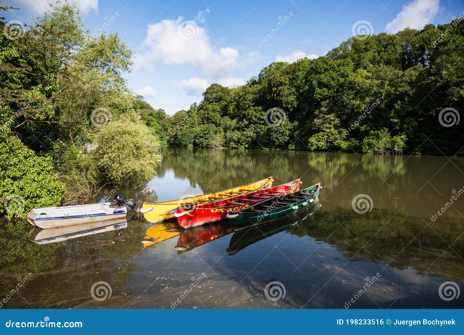 Canoes on Harbourne River, a Tributary To Dart River in Devon, UK Stock