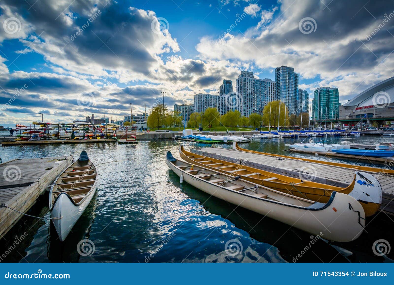Canoes in a Marina at the Harbourfront, in Toronto, Ontario. Editorial