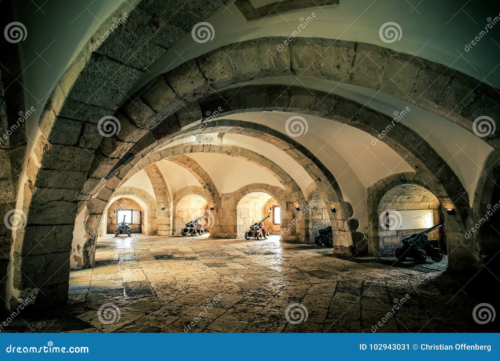 canons inside belem tower in portugal