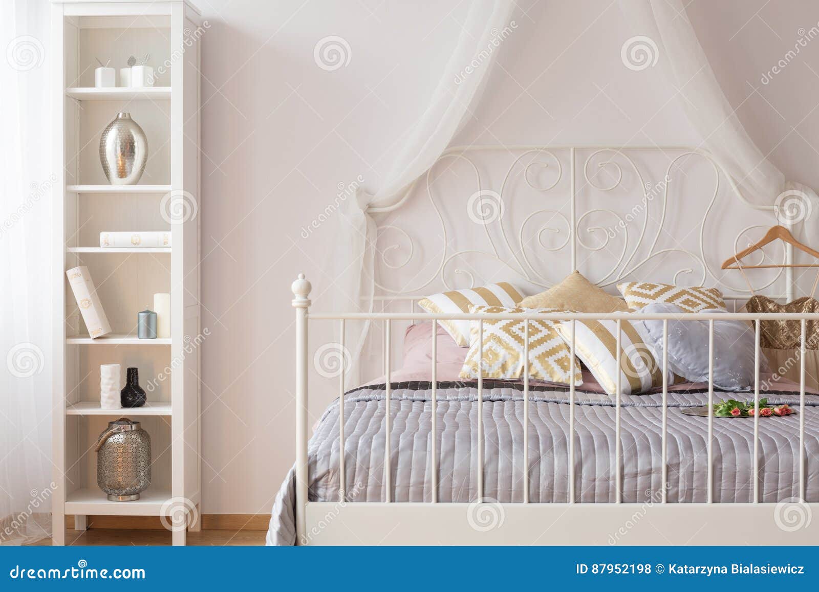 Canopy Bed With Metal Headboard Stock Photo Image Of Frame Flat