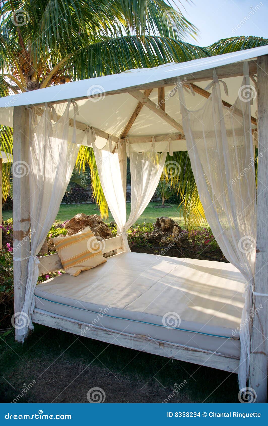 Canopy Bed in Tropical Resort Stock Photo Image of caribbean, resort