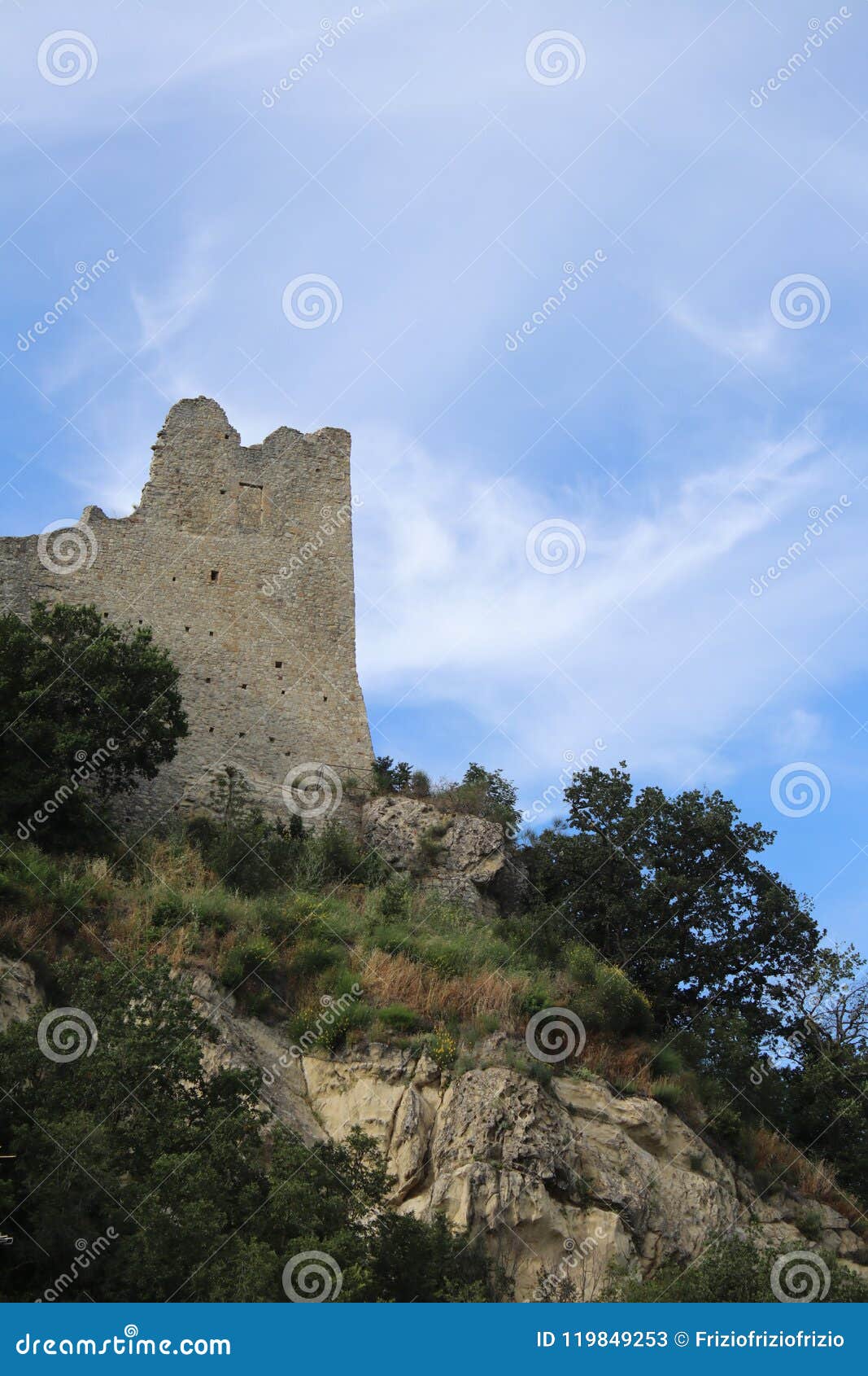 Canossa Italien, Matilde av det Canossa museet, touristic ställe i Reggio Emilia. Matilde av det Canossa museet, detalj av fördärvar av en forntida slott