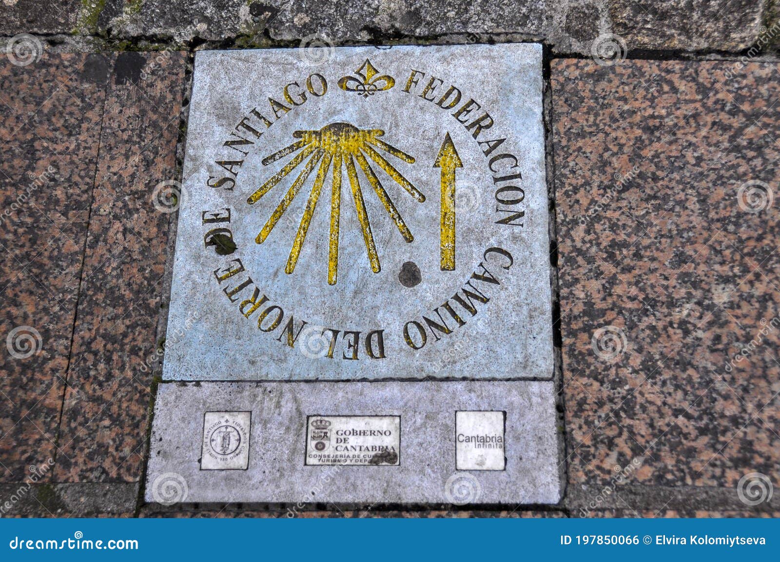 pilgrim sign at the camina de compostella of spain