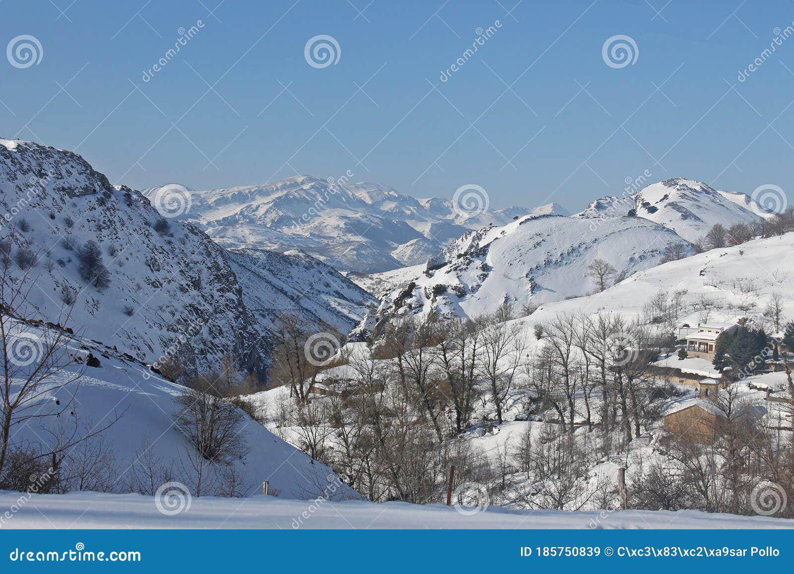 cantabrian mountain range in winter