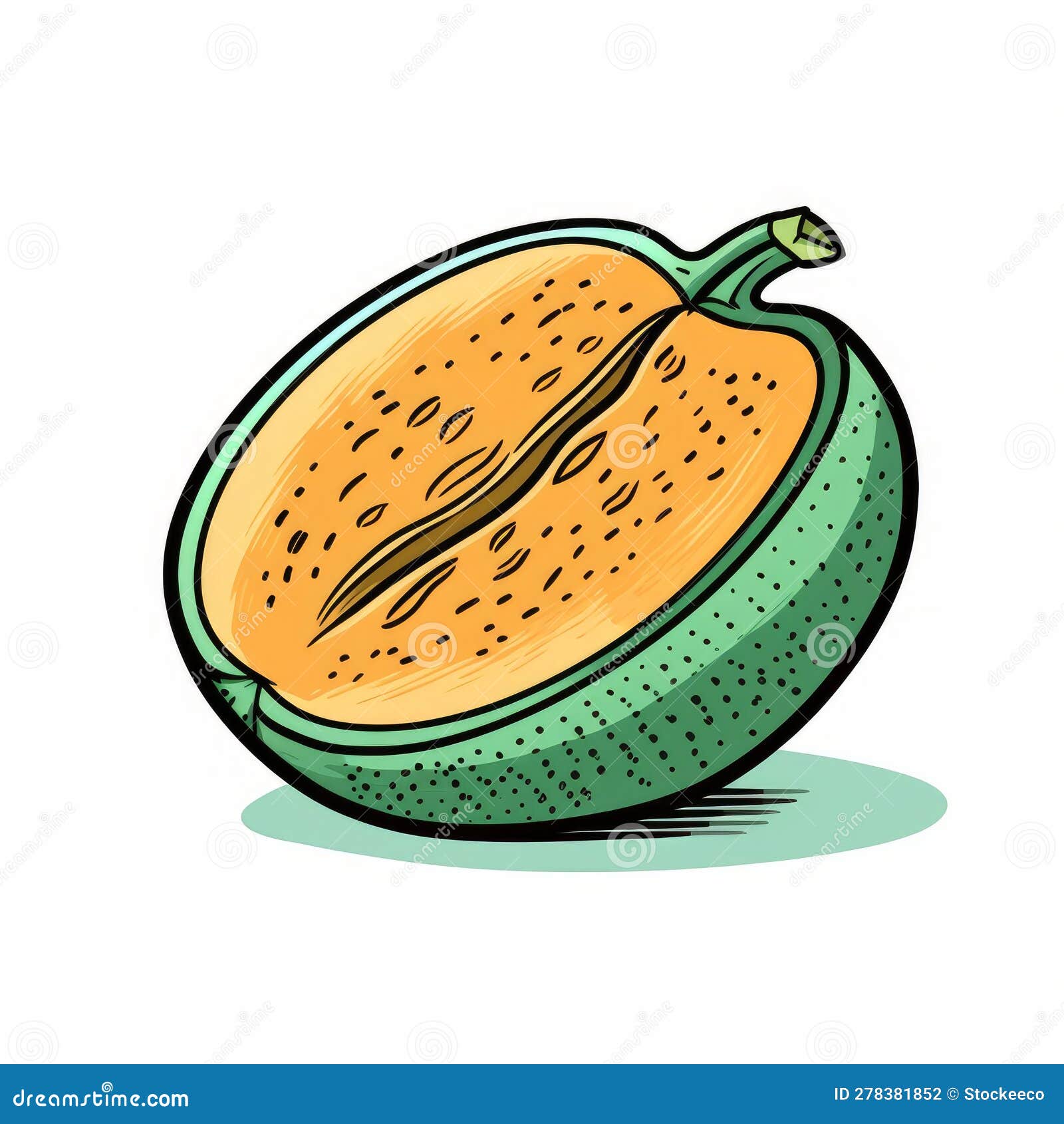 Cantaloupe Marker Drawing stock illustration. Illustration of food