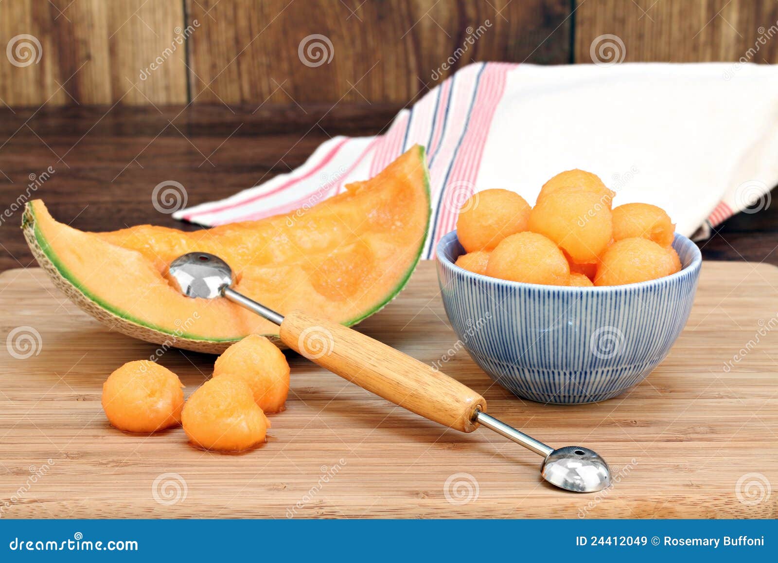Cantaloupe Melon Balls in a Bowl Stock Image Image of baller, skin