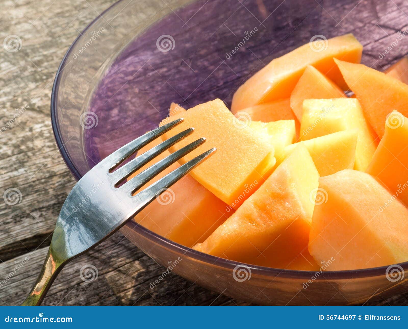 Cantaloupe melon stock image. Image of fork, juicy, cantaloupe 56744697