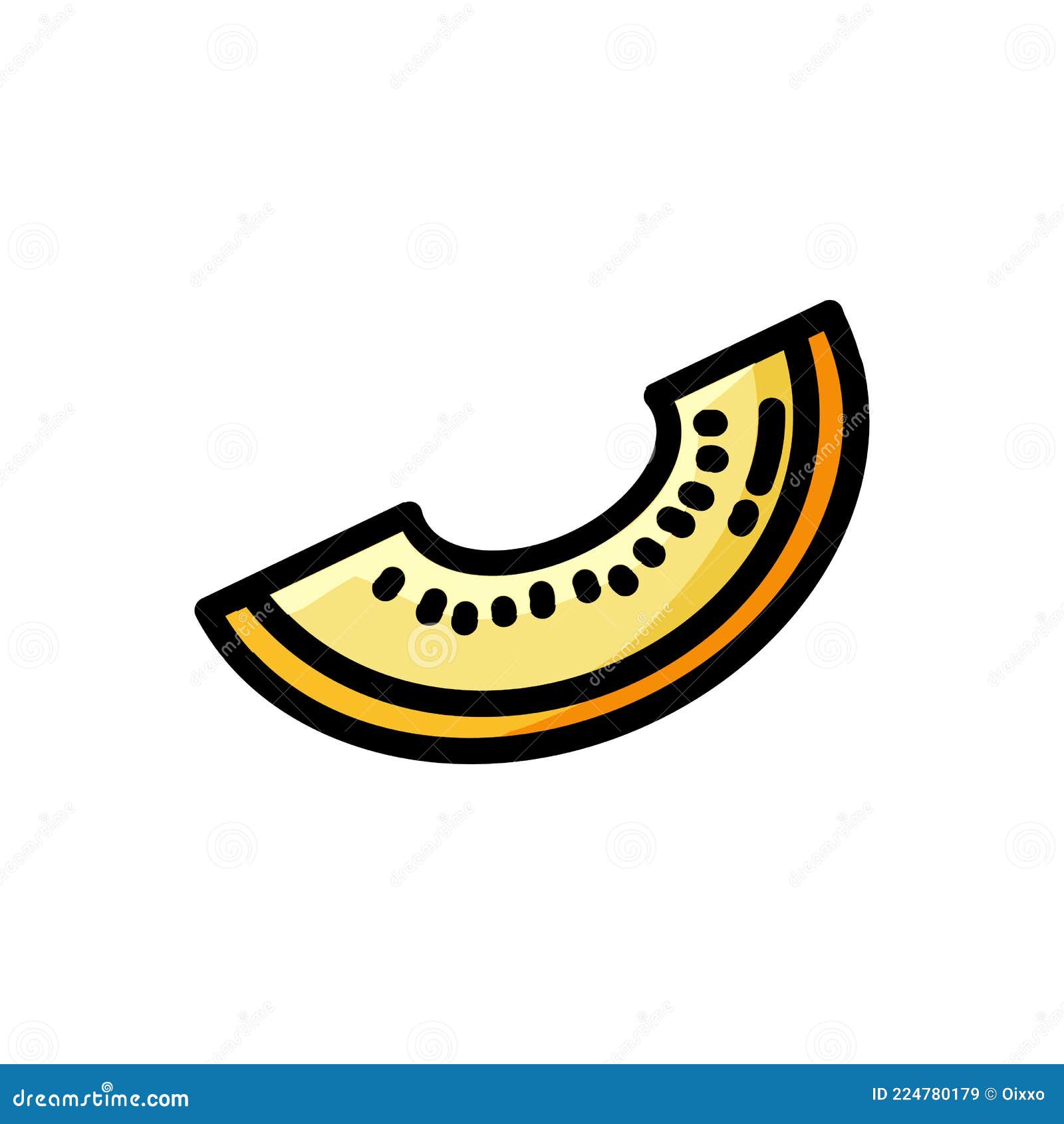 cantaloupe melon flat outlined icon.  fruit logo  on white background. vegan food , media glyph for web