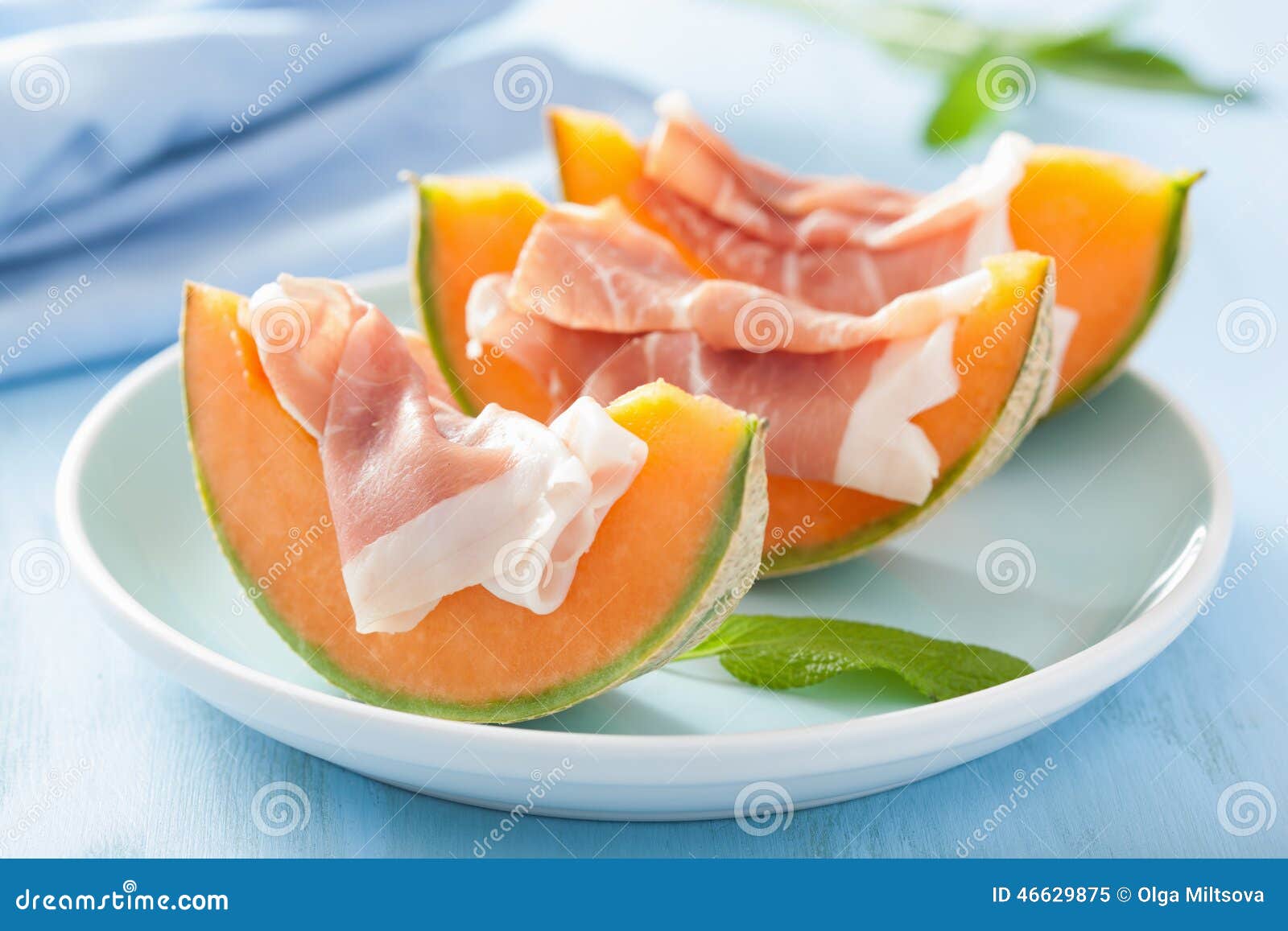 Cantaloupe Melon with Prosciutto. Italian Appetizer Stock Image Image