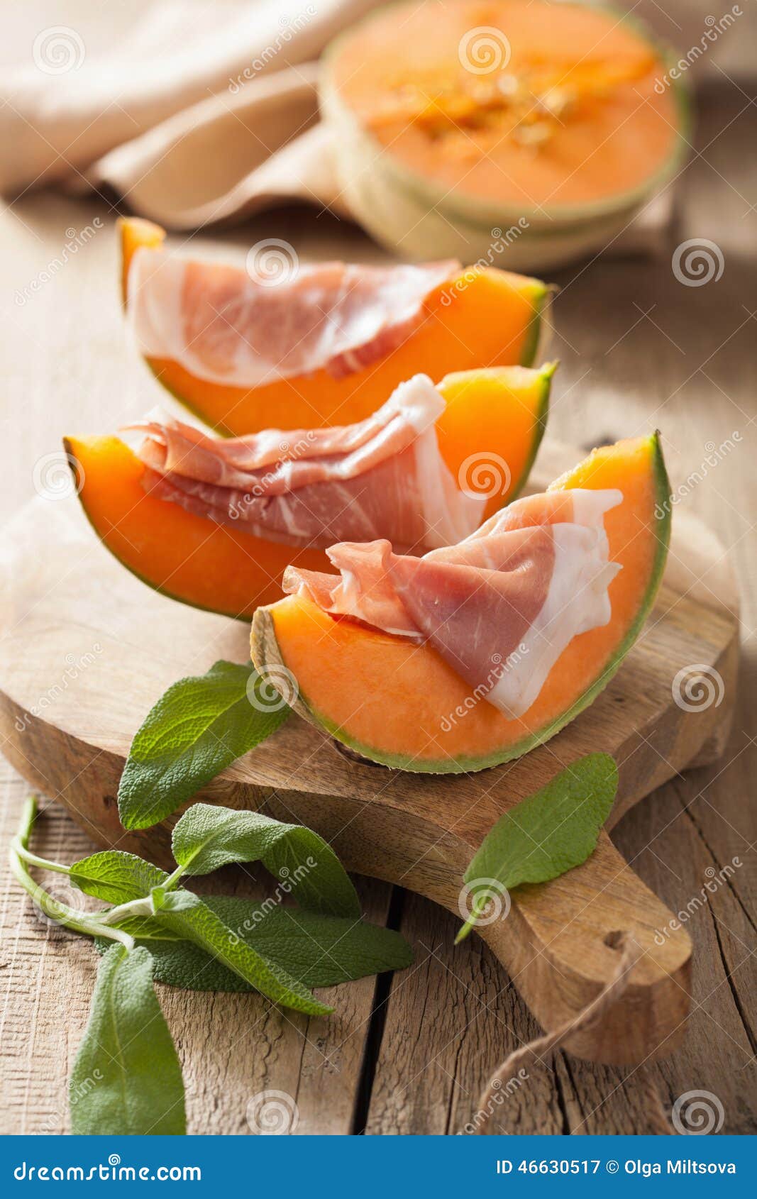 Cantaloupe Melon with Prosciutto. Italian Appetizer Stock Image Image