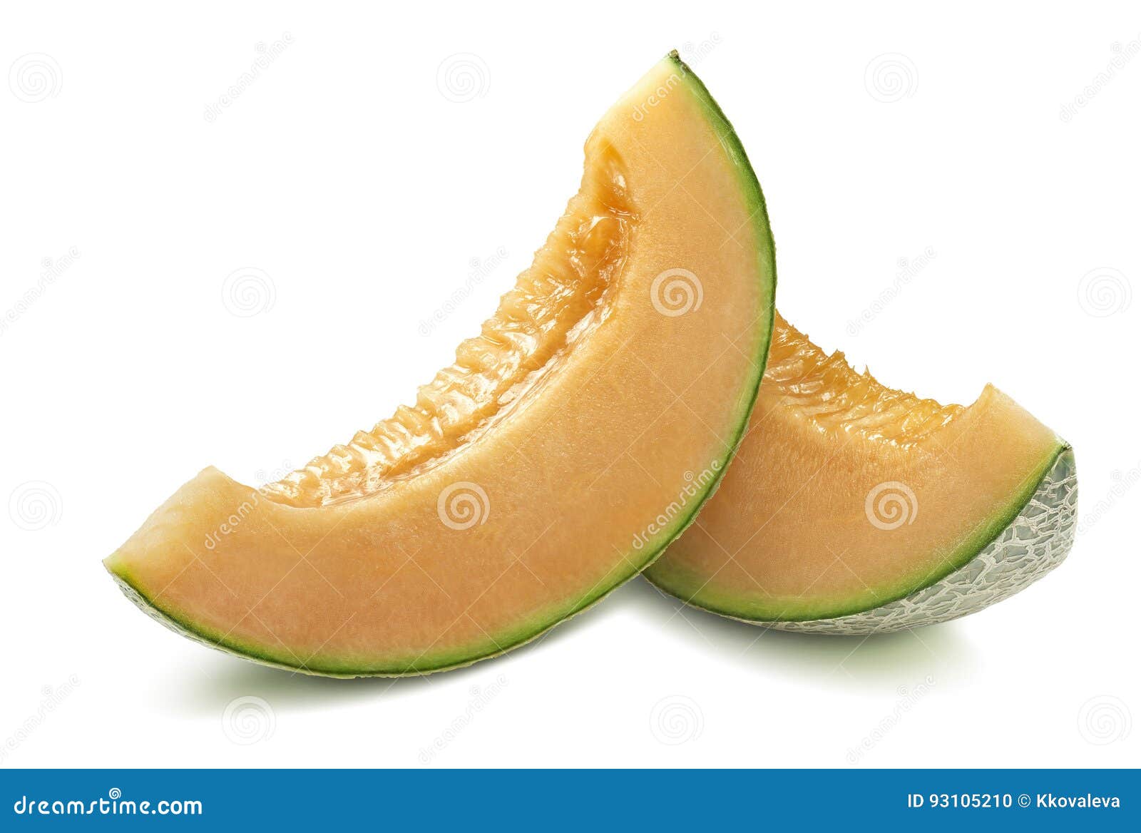 Cantaloupe Melon Slices Isolated on White Background Stock Photo