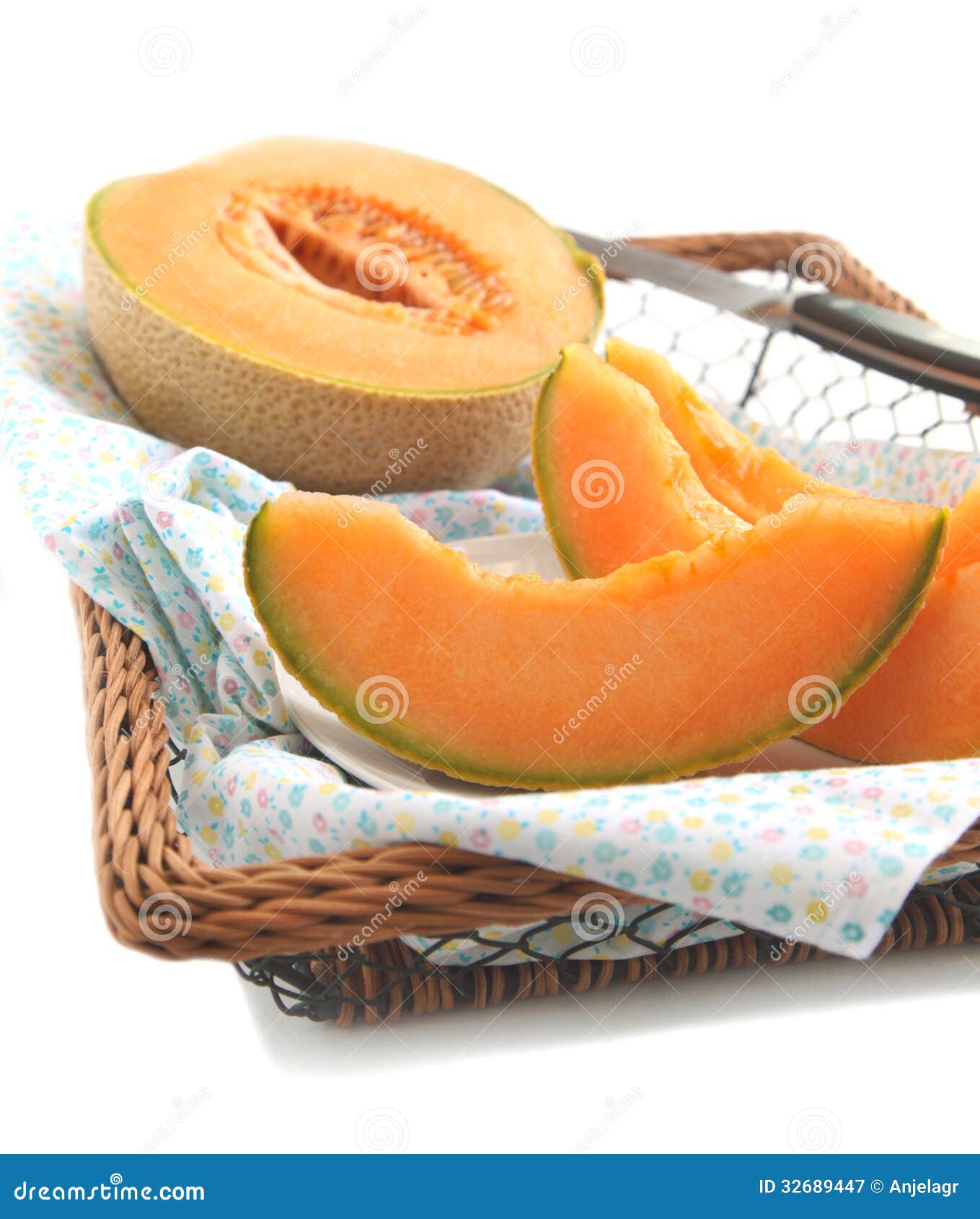 Cantaloupe melon slices stock image. Image of slice, fruit 32689447