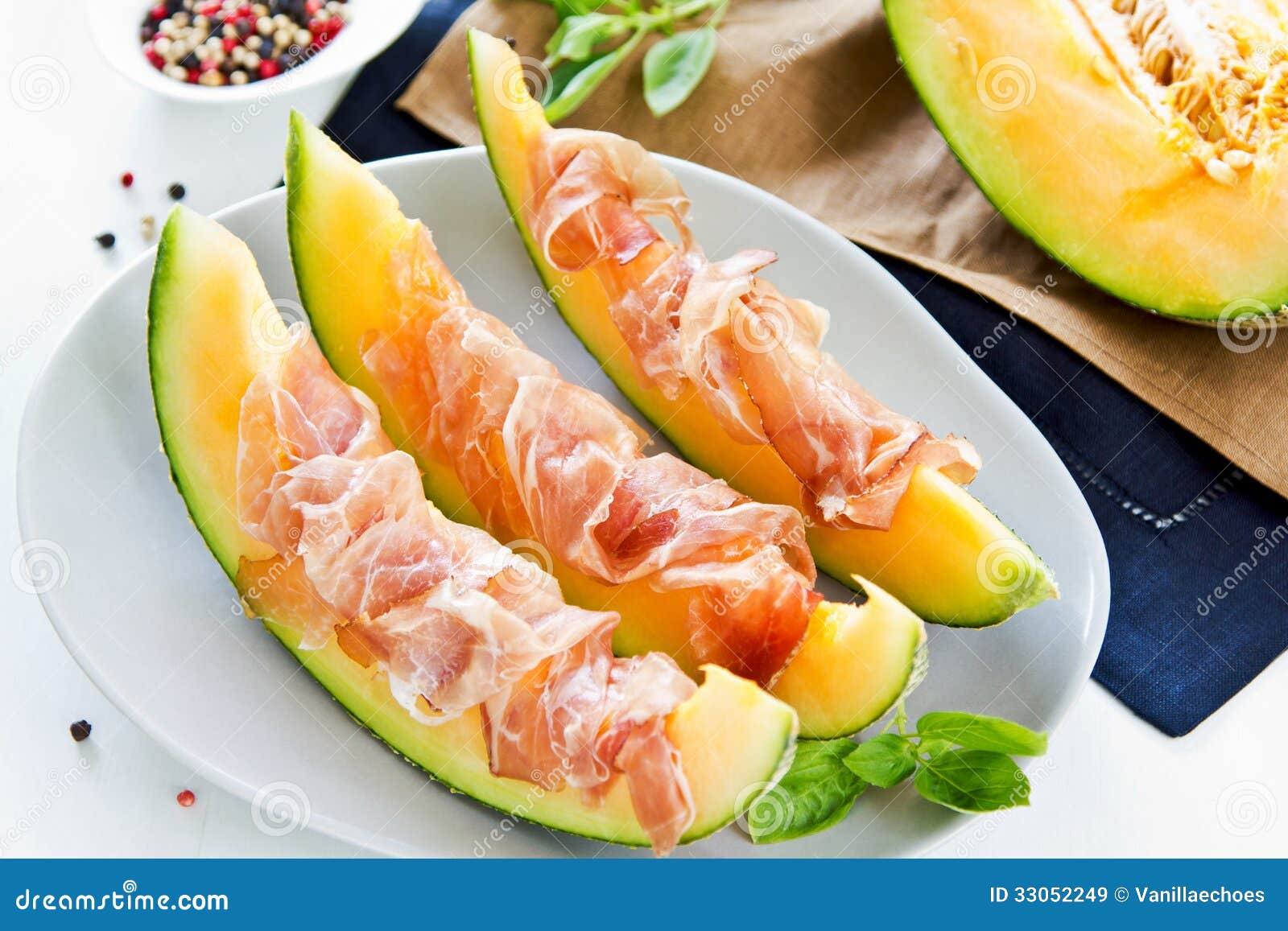 Cantalupo Com Antipasti Do Prosciutto Imagem de Stock Imagem de