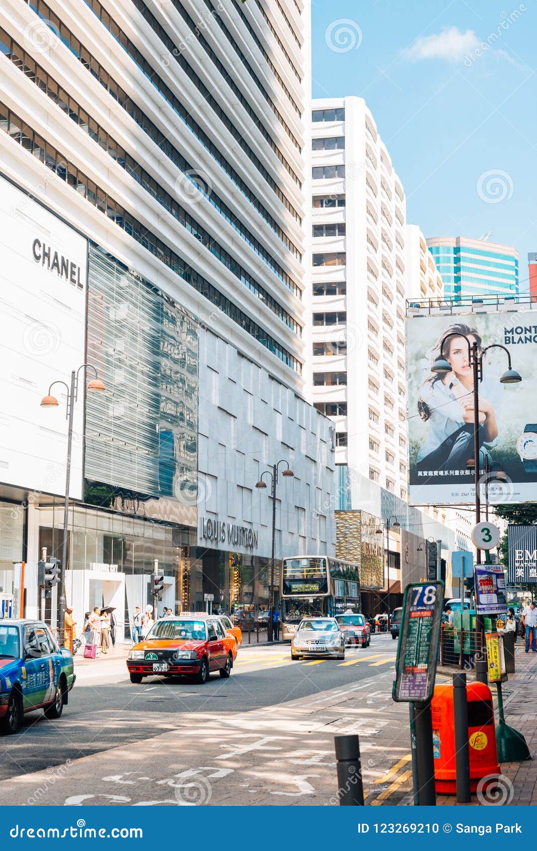 Canton Road Luxury Shopping Street in Hong Kong Editorial Image