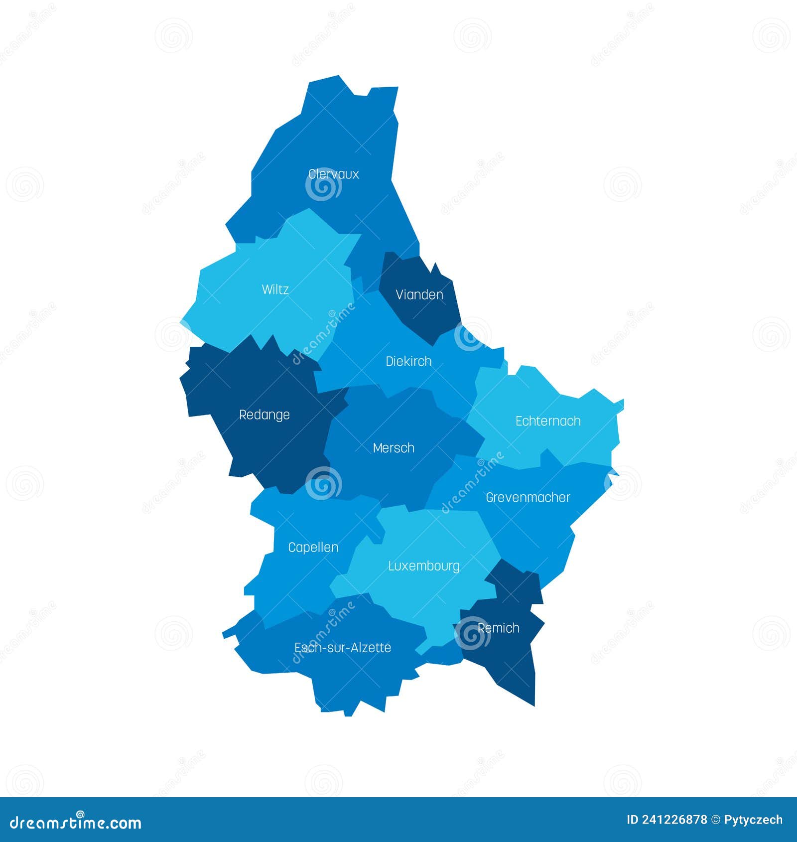 luxembourg - administrative map of cantons