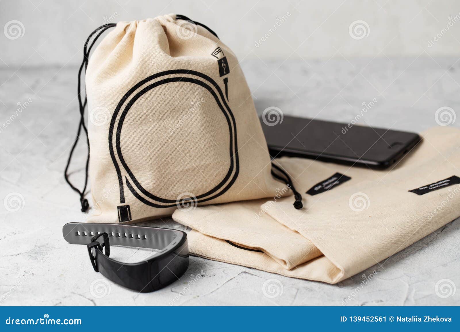 Download Canvas Bag With Drawstring, Mockup Of Small Eco Sack Made ...