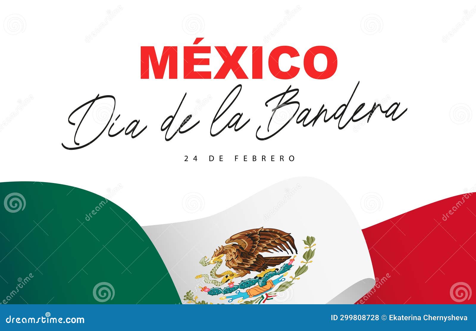 canvas of the mexican flag. inscription in spanish - mexico, dia de la bandera, mexican flag day, february 24