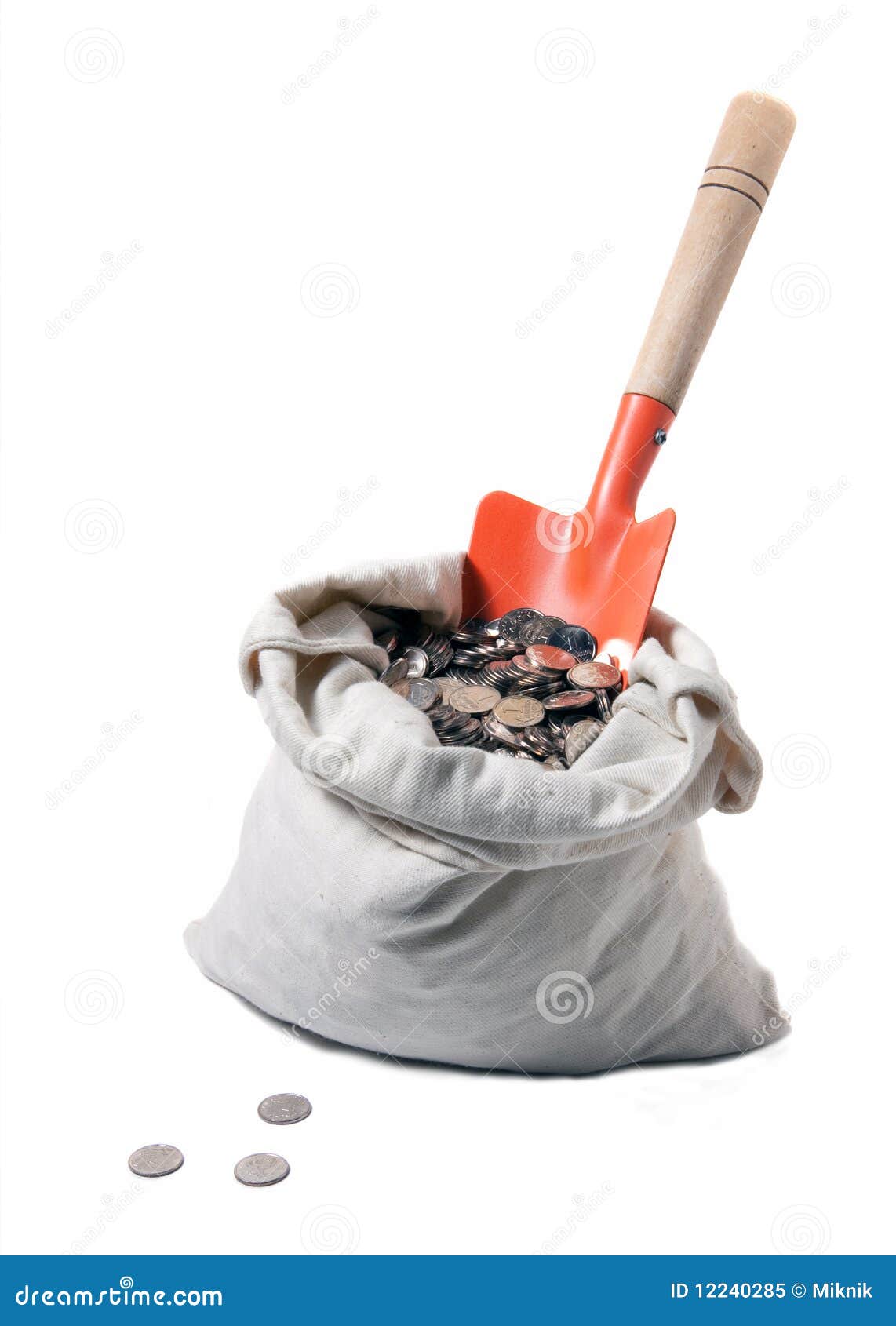 Canvas Money Bag with the Red Spade Stock Image Image of money, home