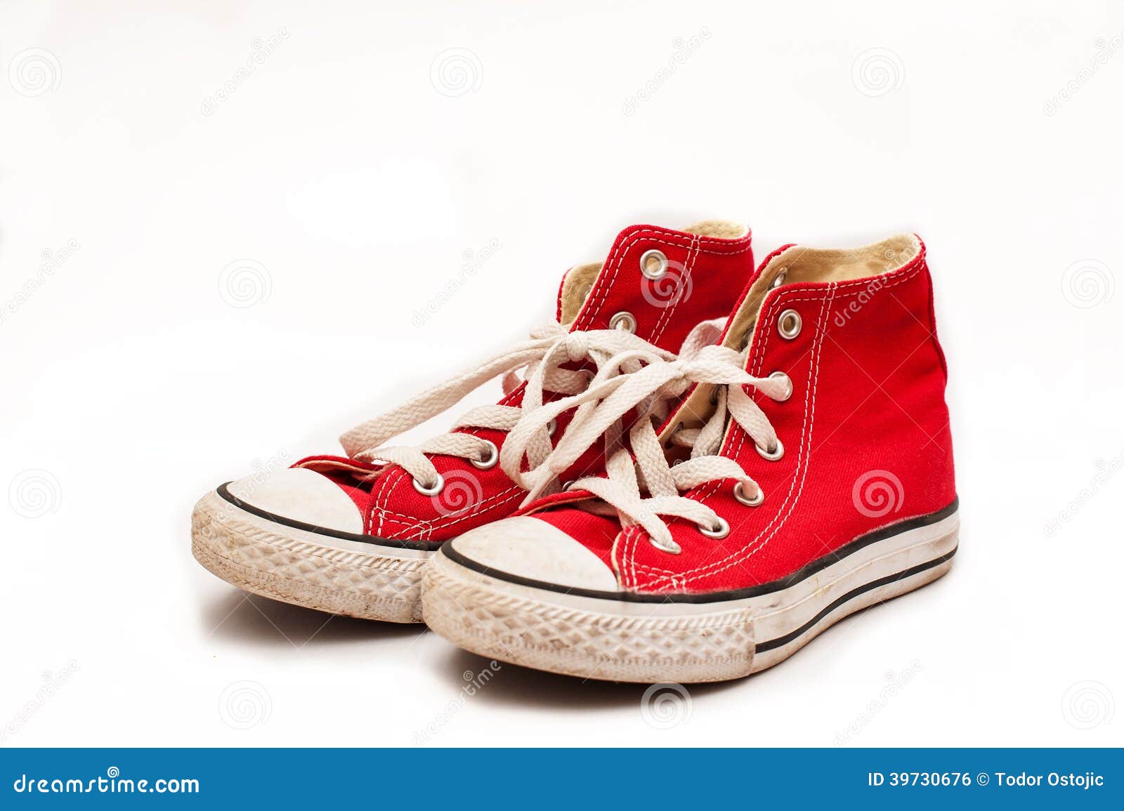 Canvas Red Sneakers Isolated Stock Photo - Image of white, canvas: 39730676