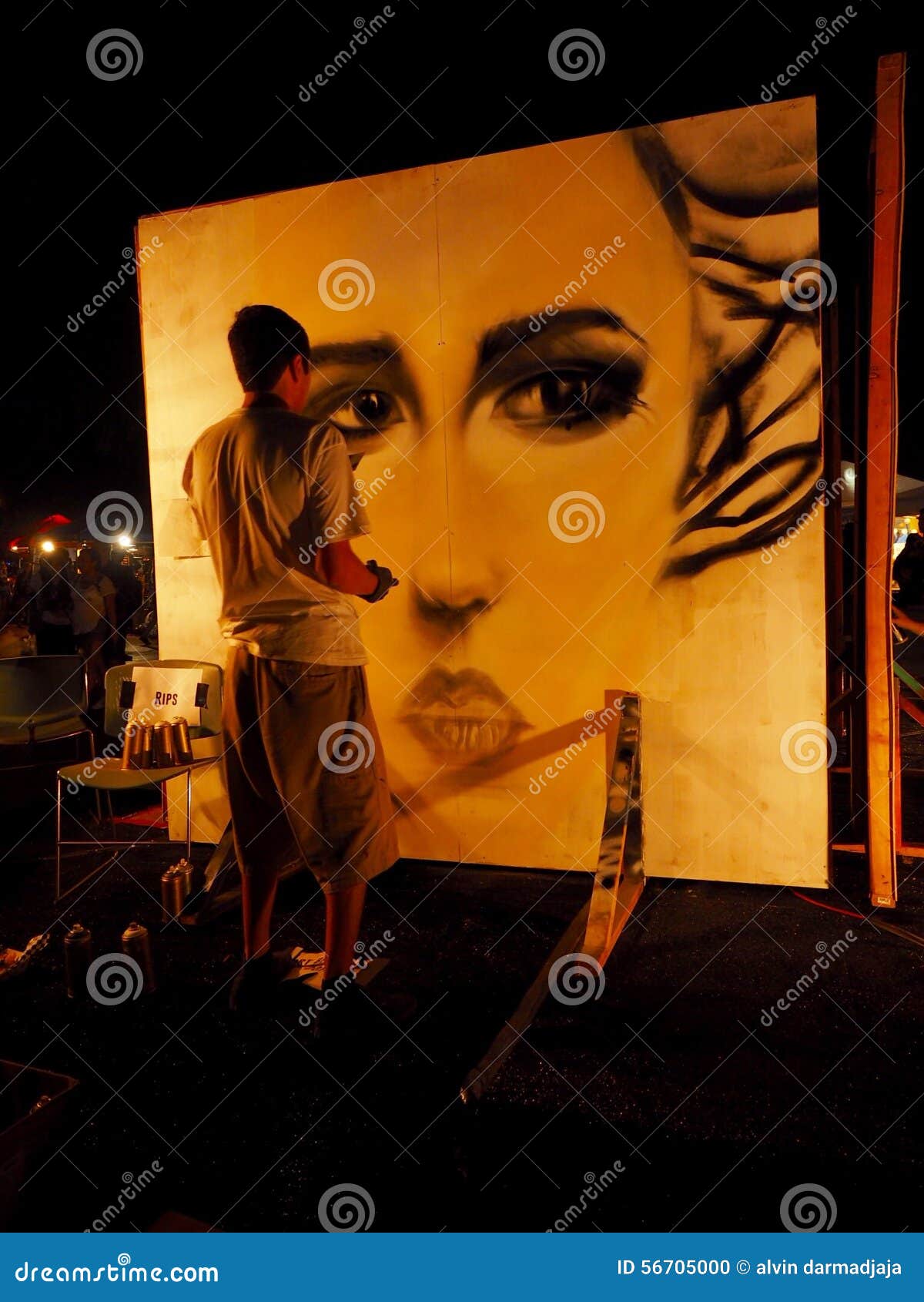 Canvas Spray Paint Art Face Editorial Image Image of night, canvas